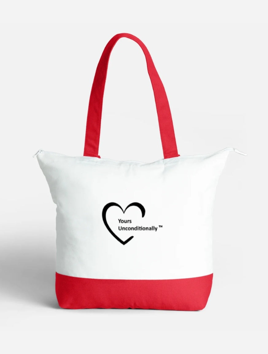 Yours Unconditionally Bespoke, Large Zipped Cotton Tote Bag