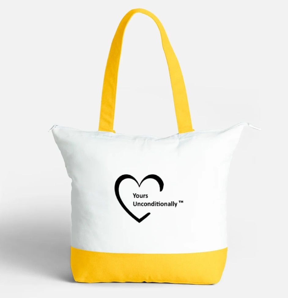 Yours Unconditionally Bespoke, Large Zipped Cotton Tote Bag