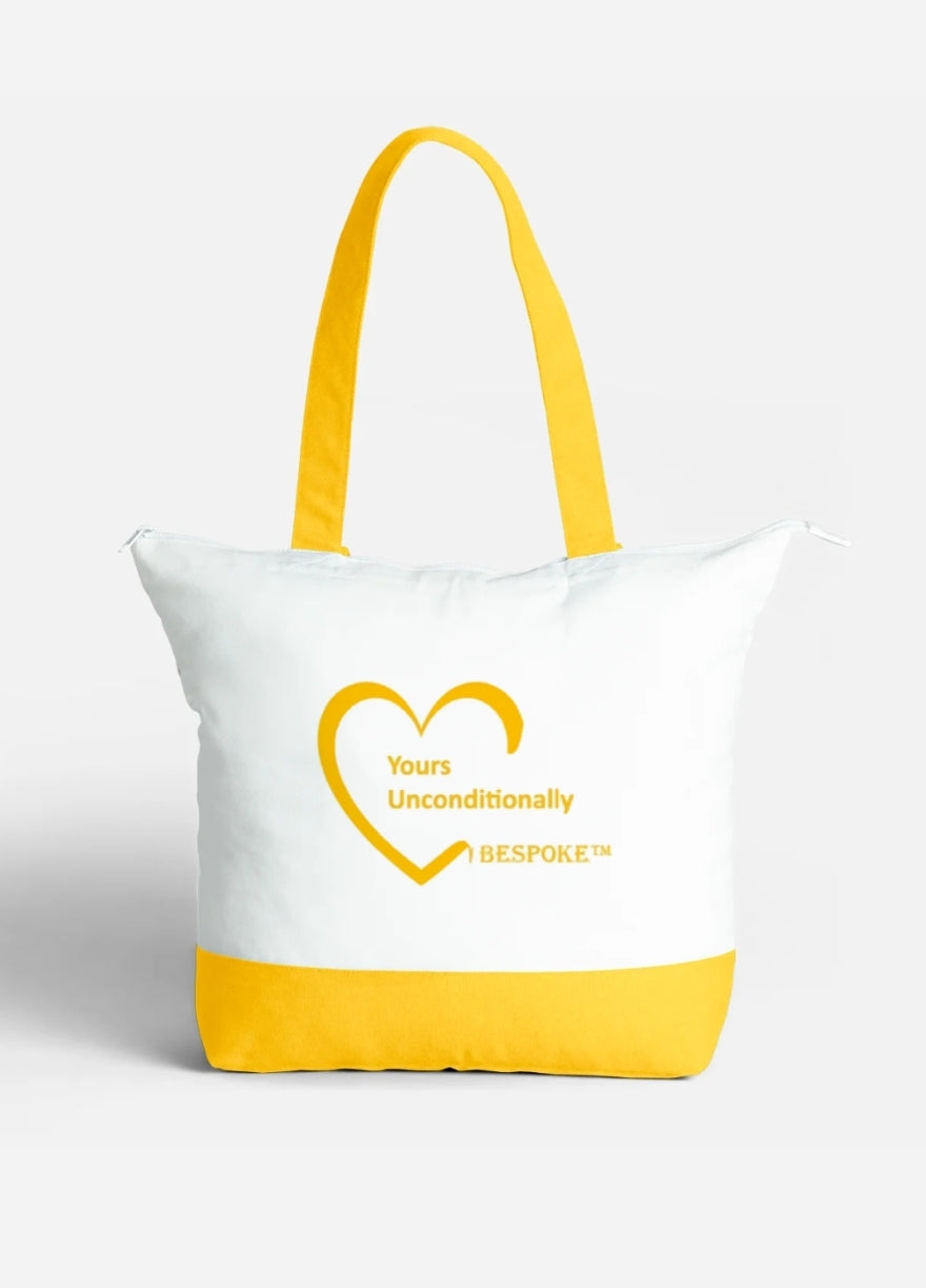 Yours Unconditionally Bespoke, Large Zipped Cotton Tote Bag