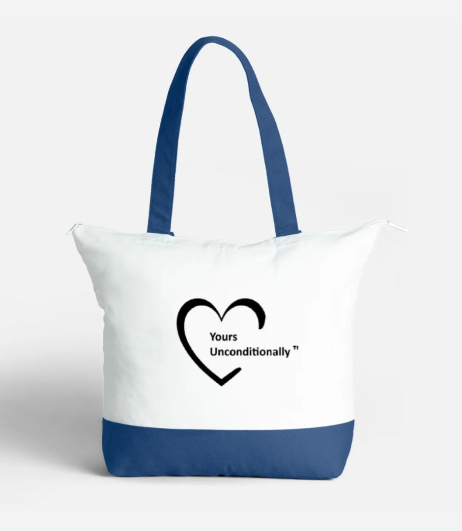 Yours Unconditionally Bespoke, Large Zipped Cotton Tote Bag