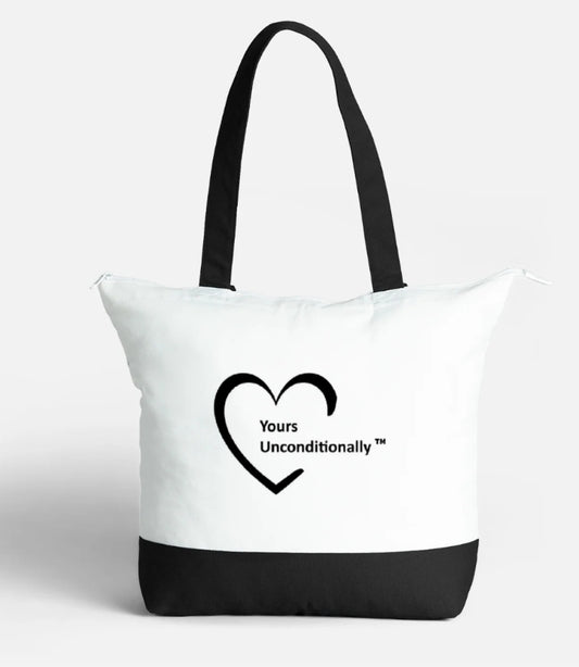 Yours Unconditionally Bespoke, Large Zipped Cotton Tote Bag