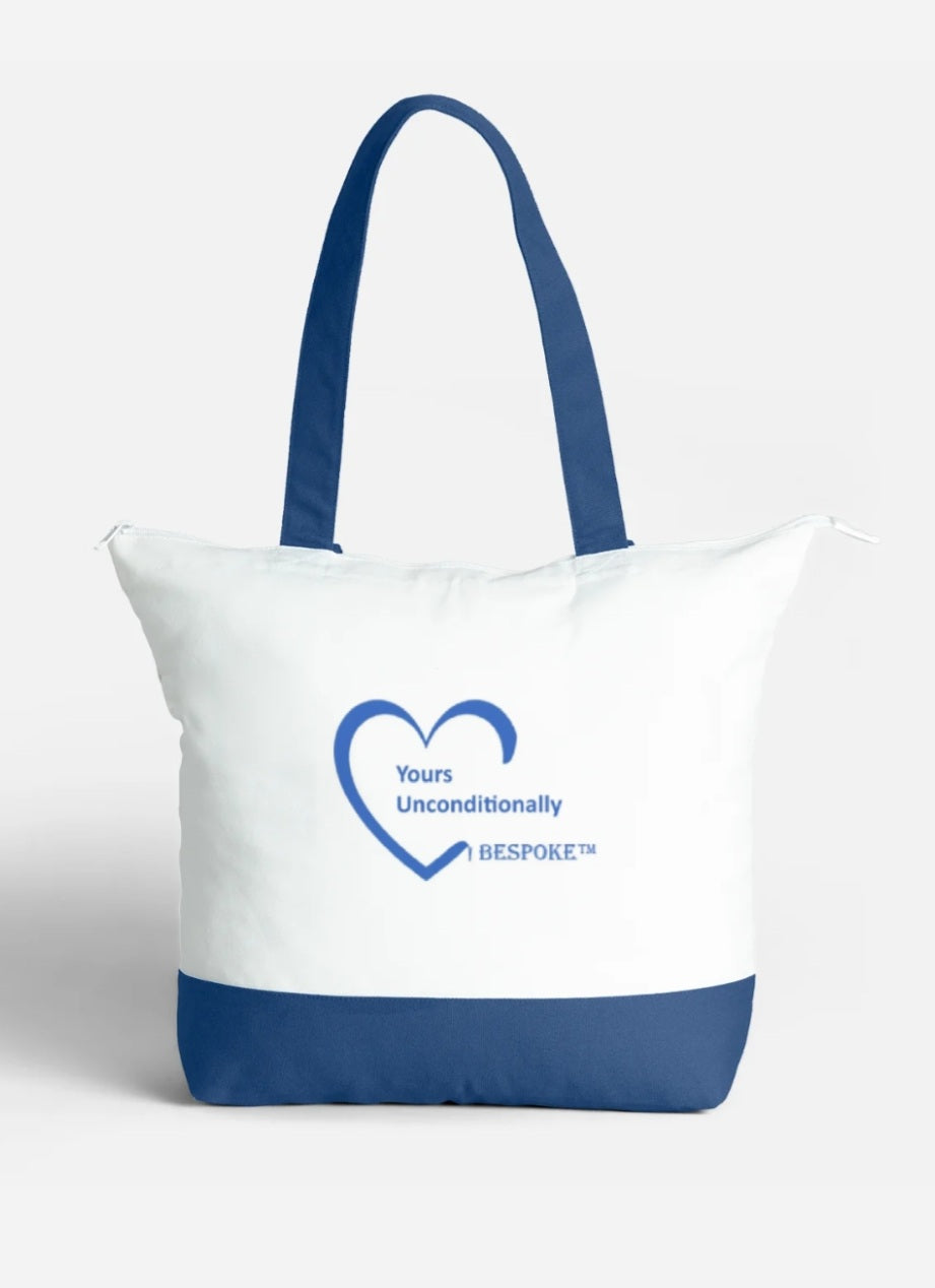 Yours Unconditionally Bespoke, Large Zipped Cotton Tote Bag